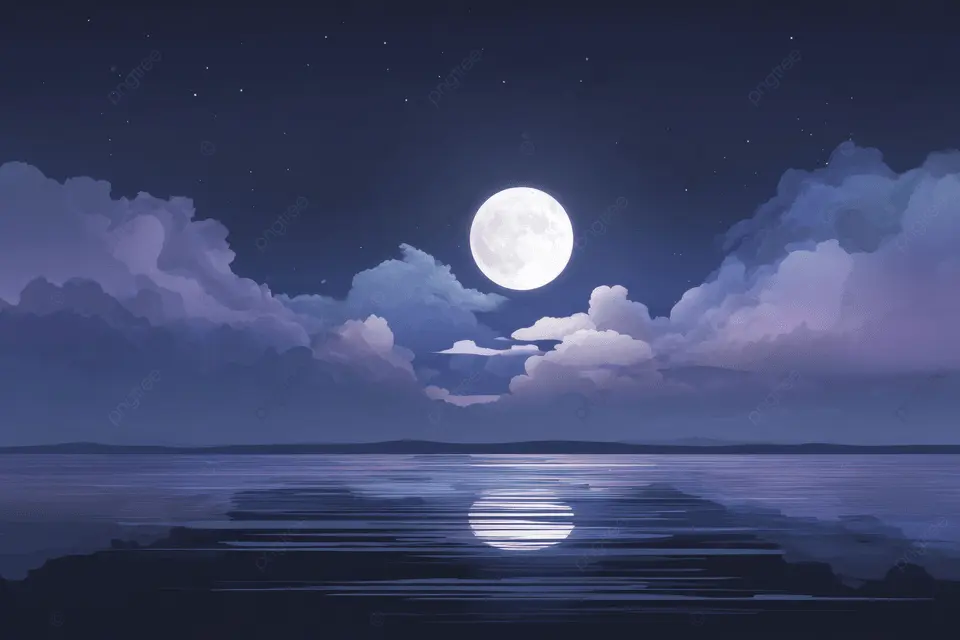 Abstract illustration of a calm evening sky with moonlight tones